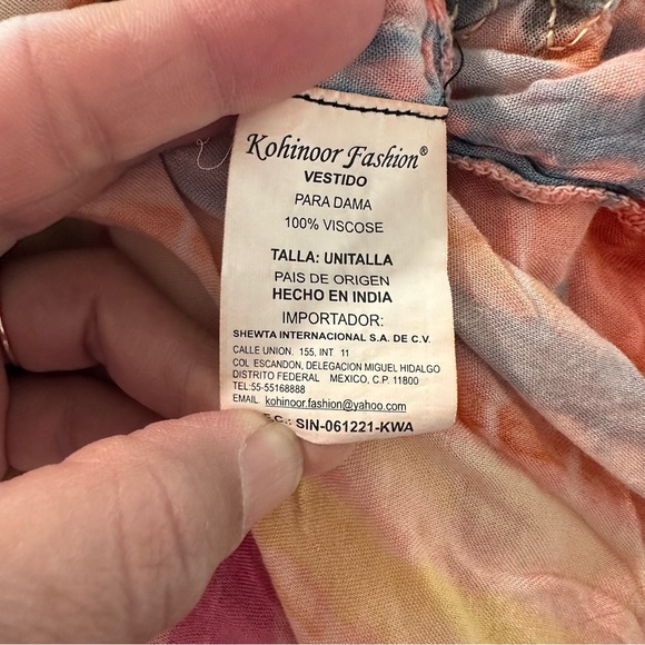 Kohinoor women's one size sleeveless orange tie dye asymmetrical dress - Picture 6 of 6